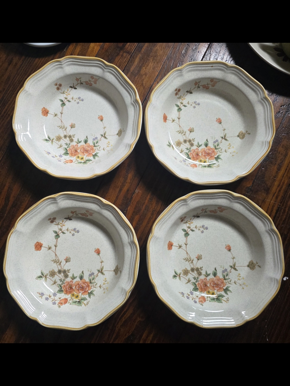 Vintage Mikasa Garden Club Stoneware Soup Bowls (Set of 4) Silk Bouquet